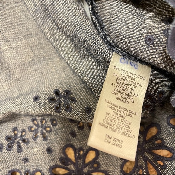 JUICY COUTURE Cotton Linen Denim Eyelet Dress Navy - S - Picture 4 of 11